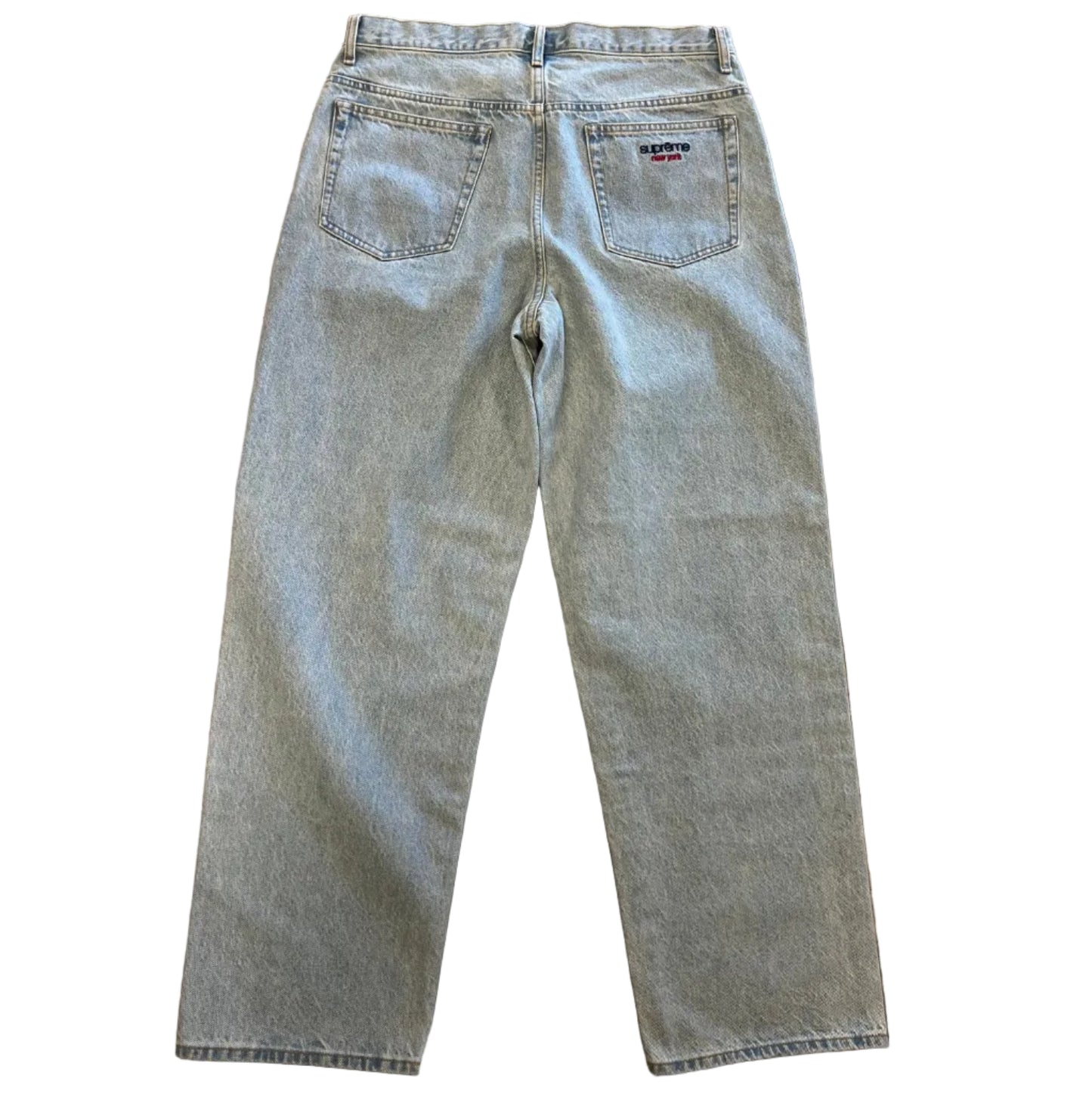 USED Supreme FW25 Baggy Jean Denim Light Wash Indigo