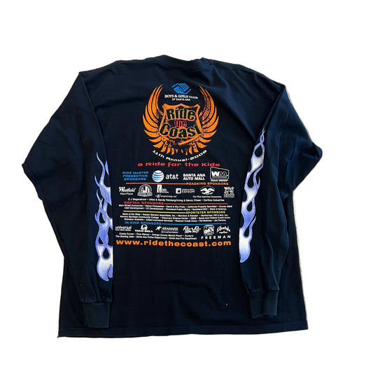 Vintage Ride The Coast LS Flame Tee Black