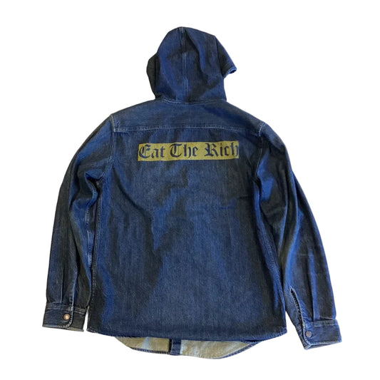 USED Supreme FW17 Eat The Rich Hooded Denim Jacket