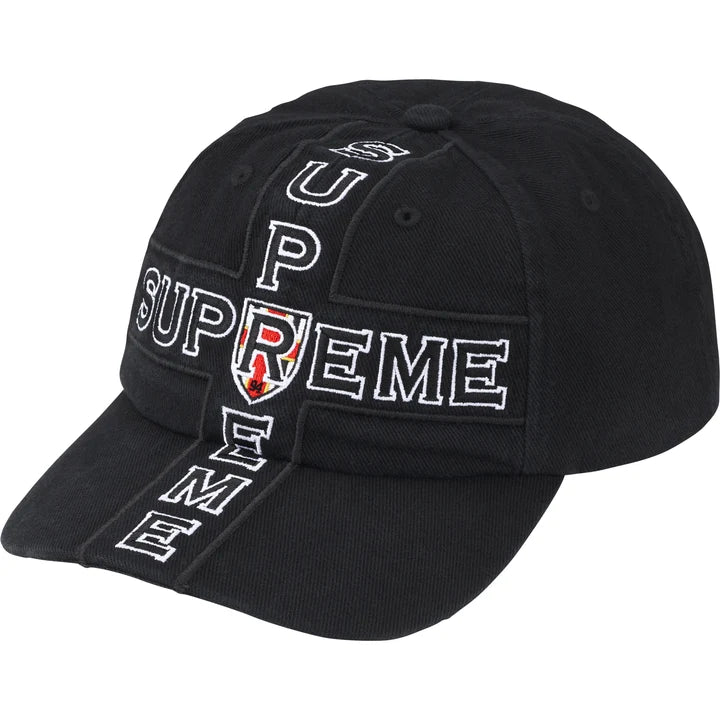Supreme FW26 Cross 6-Panel Hat Black