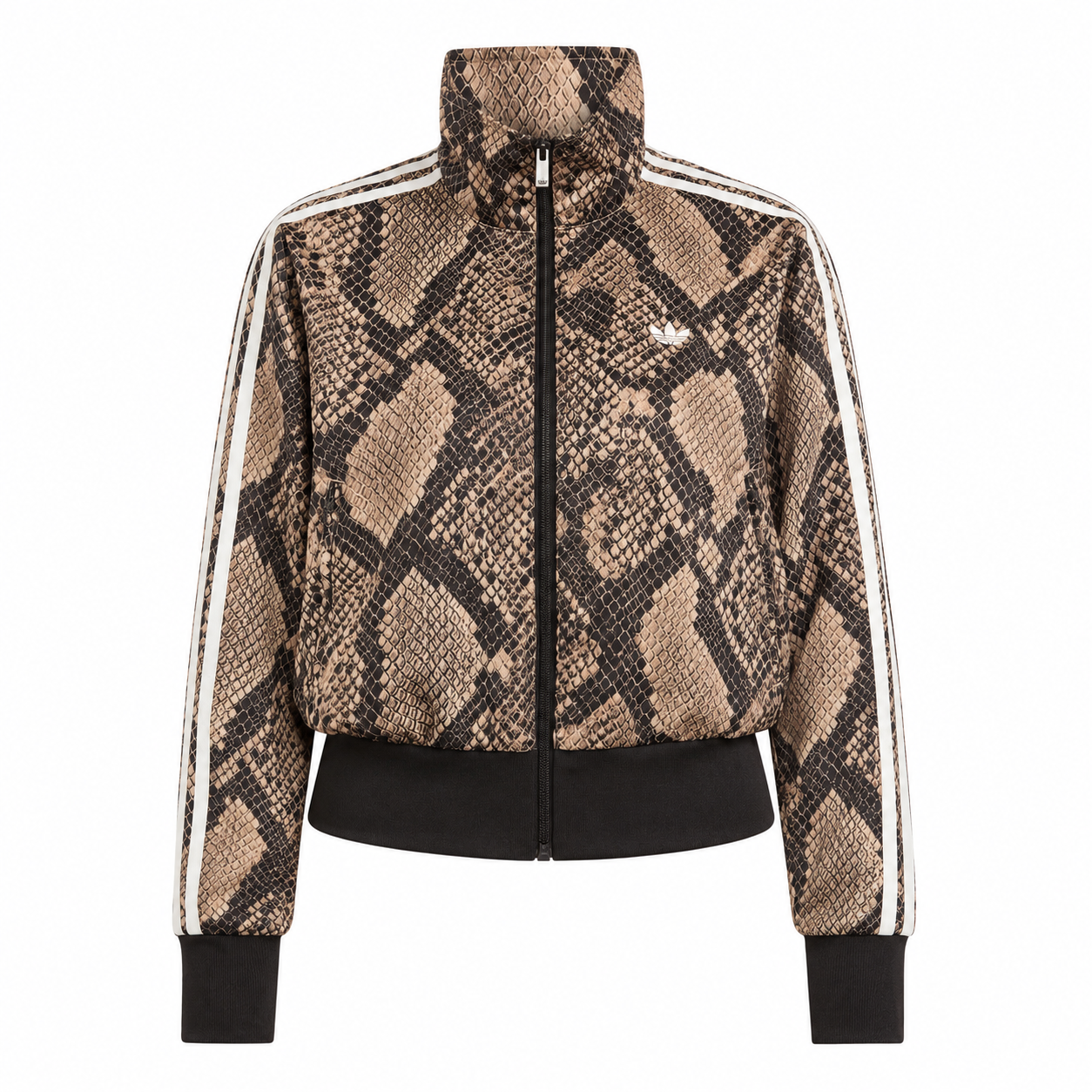 Women’s Satin Snake Print Firebird Track Jacket “Linen / Magic Beige”