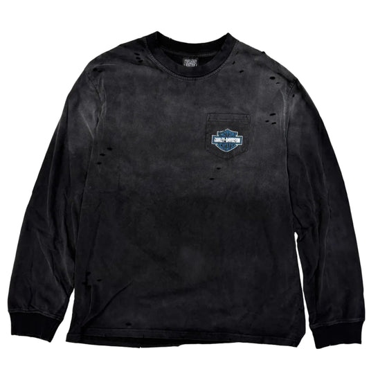 Harley Davidson Cursive LS Tee Faded Black