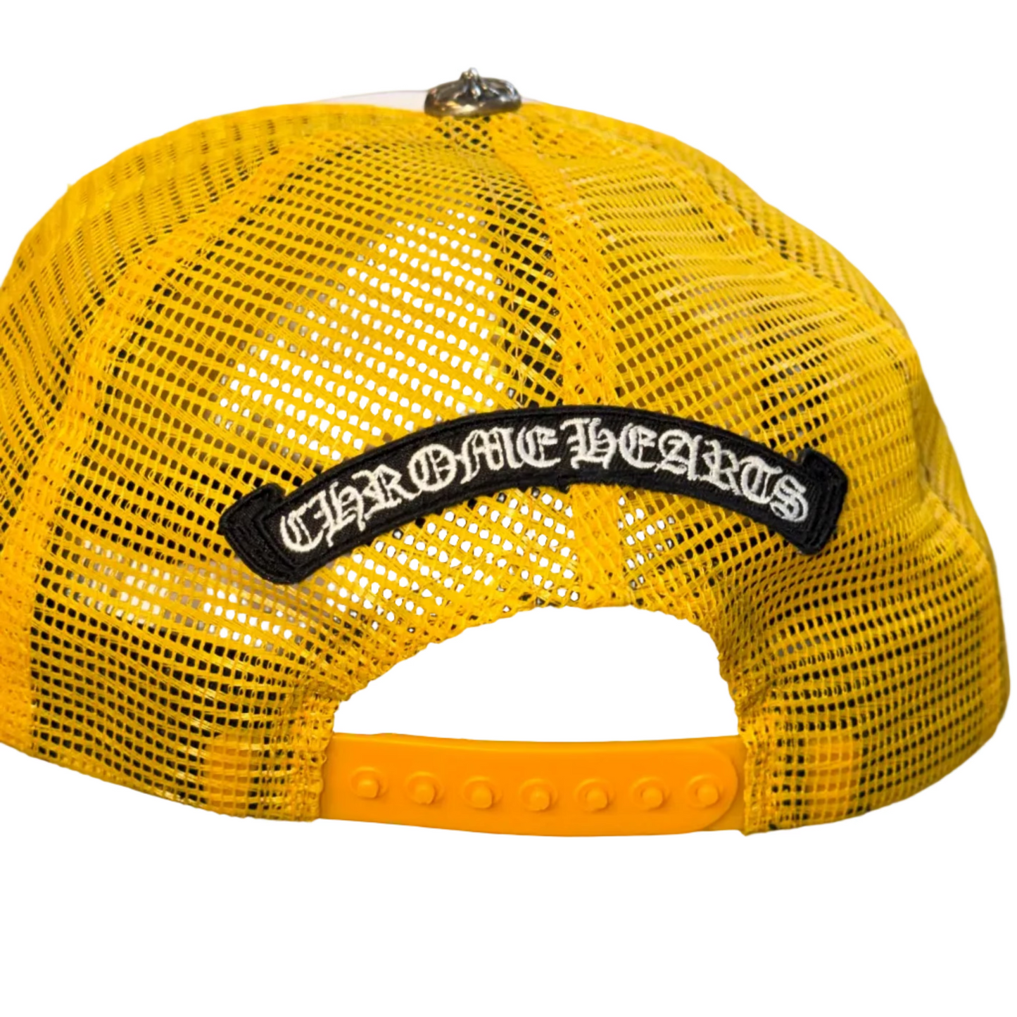 USED Chrome Hearts Eyechart Trucker Hat White/Yellow
