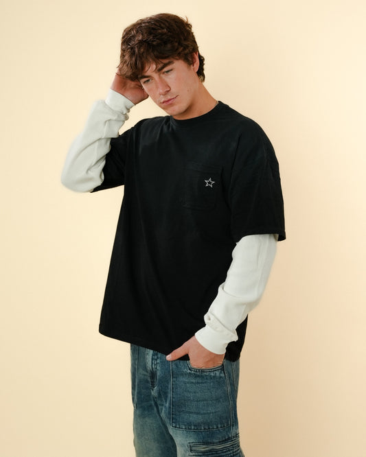 TWOFER WAFFLE LONG-SLEEVE - VINTAGE BLACK