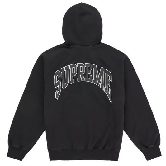 Supreme Cracked Raglan Zip Up Hooded Sweatshirt Black