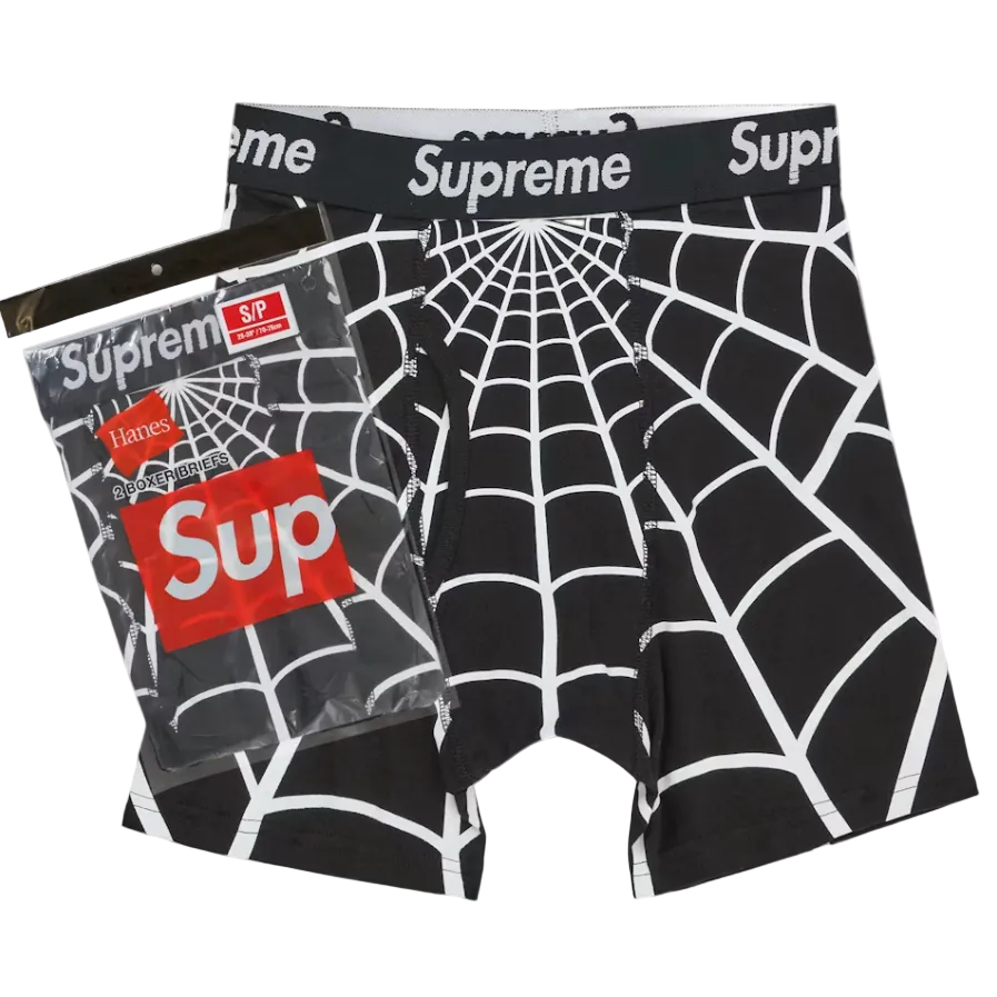 Supreme Hanes Spider-Man Boxer Briefs (2 Pack) Black