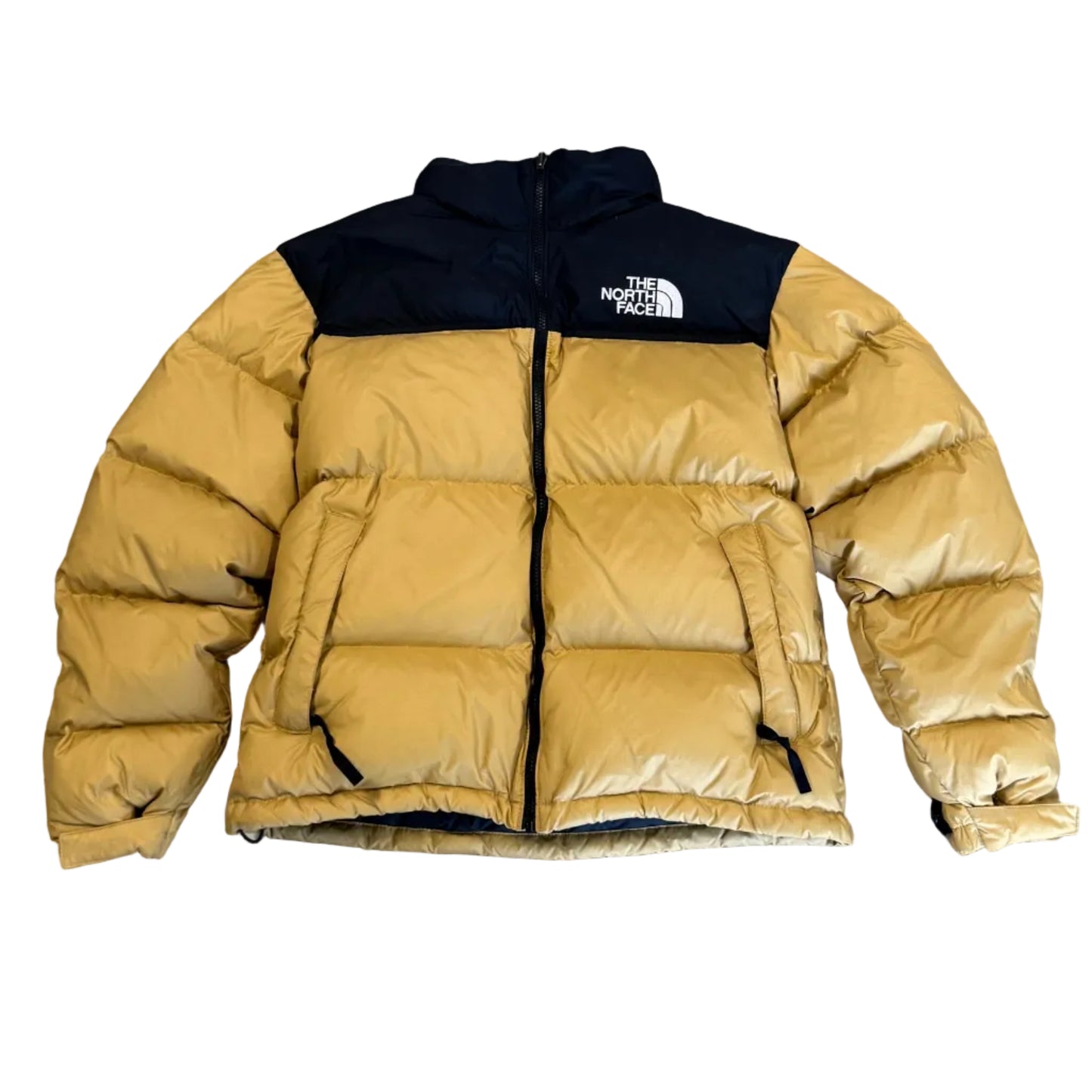USED The North Face Nuptese Puffer Jacket Black Gold
