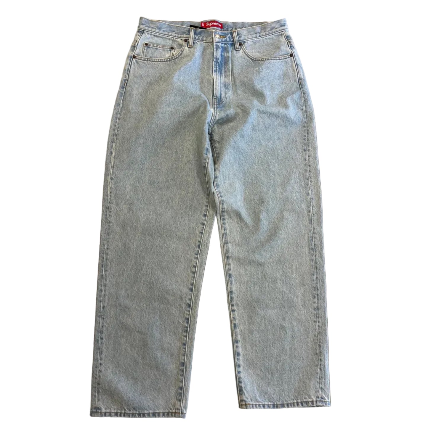 USED Supreme FW25 Baggy Jean Denim Light Wash Indigo