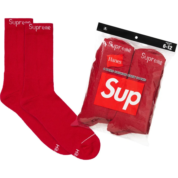 Supreme FW26 Hanes Socks (4 Pack) Red