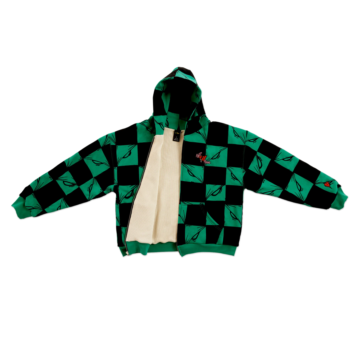 Matty Boy Anti Promo Thermal Lined Zip Hoodie Green Black