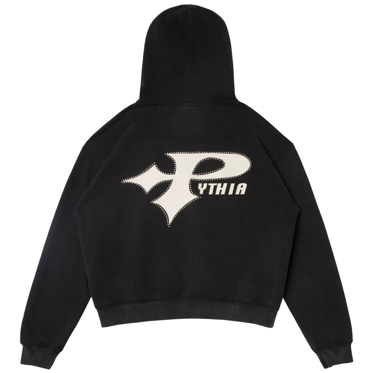 STUDDED LOGO HOODIE - WASHED BLACK