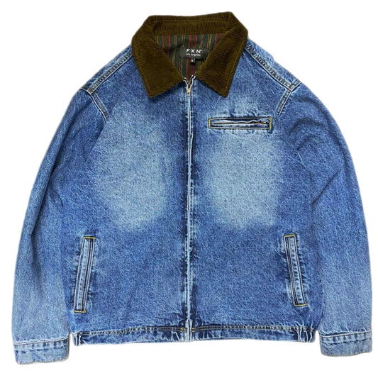 Corduroy Collar Denim Jacket Wool Lining Blue