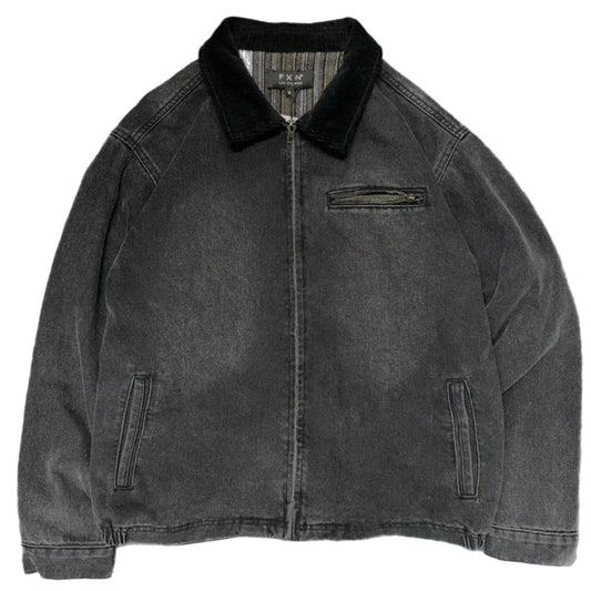 Corduroy Collar Denim Jacket Wool Lining Black