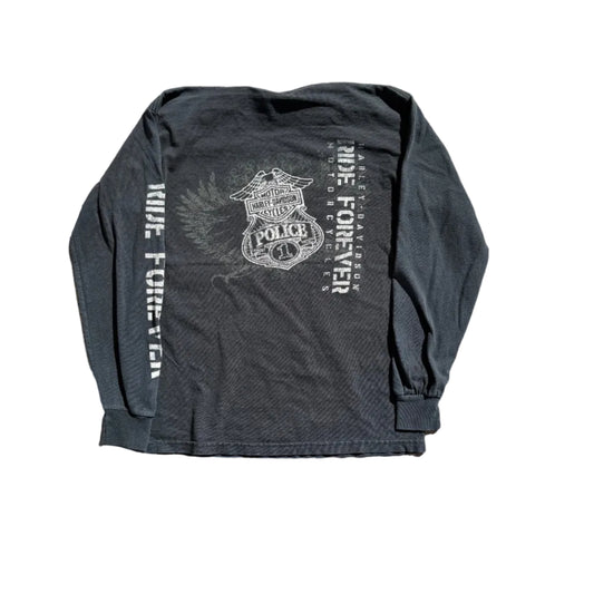 Vintage Harley Police Motorcylces LS Tee Black