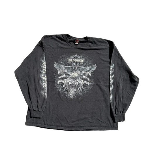 Vintage Harley Ride Free LS Tee Black