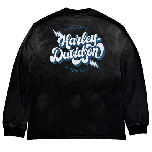 Harley Davidson Cursive LS Tee Faded Black