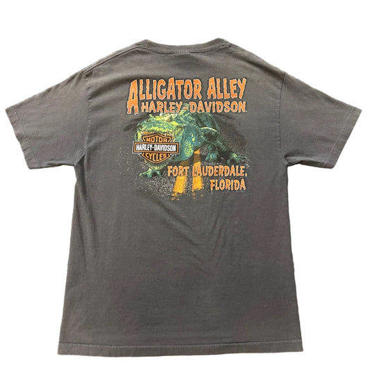 Vintage Harley Alligator Alley Grey Tee