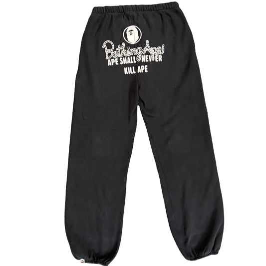 USED Bape A Bathing Ape Champion Sweatpants Black