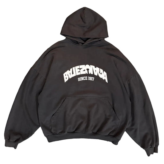 USED Balenciaga Round Backflip Hoodie Black