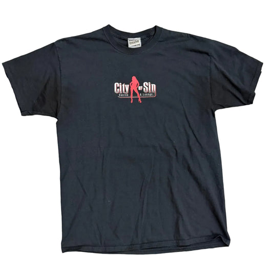 Vintage City Of Sin Poker Tee Black