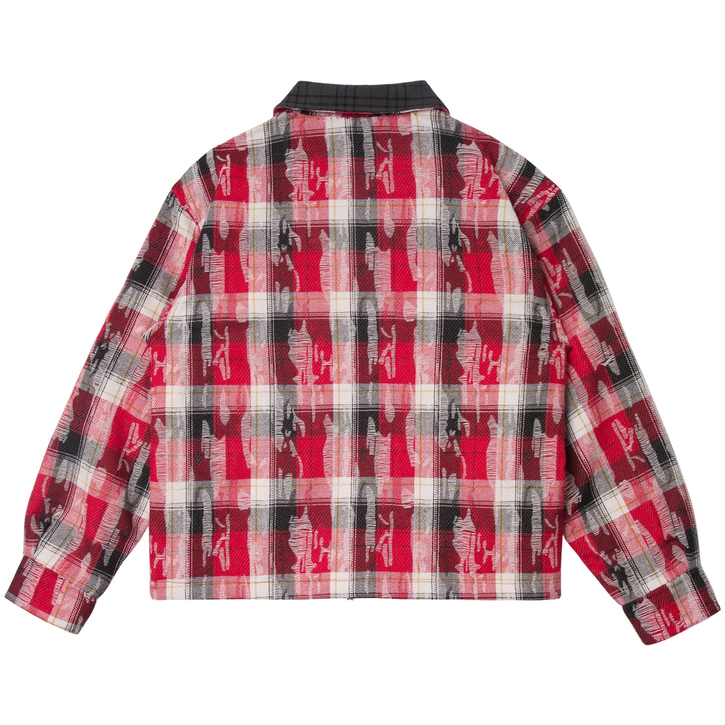 REVERSIBLE QUILTED FLANNEL JACKET - RED/GREY