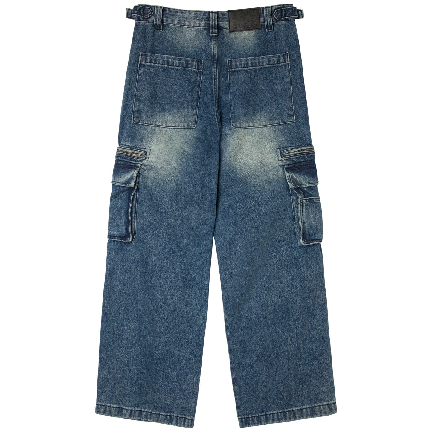 BELTED CARGO POCKET DENIM - MEDIUM BLUE