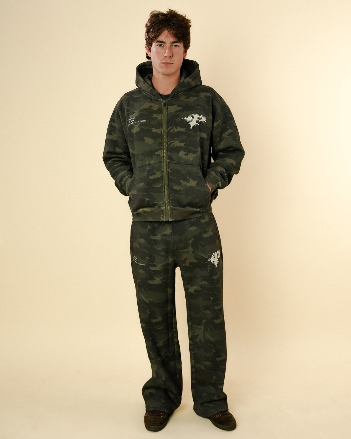 STUDDED LOGO HOODIE - CAMO