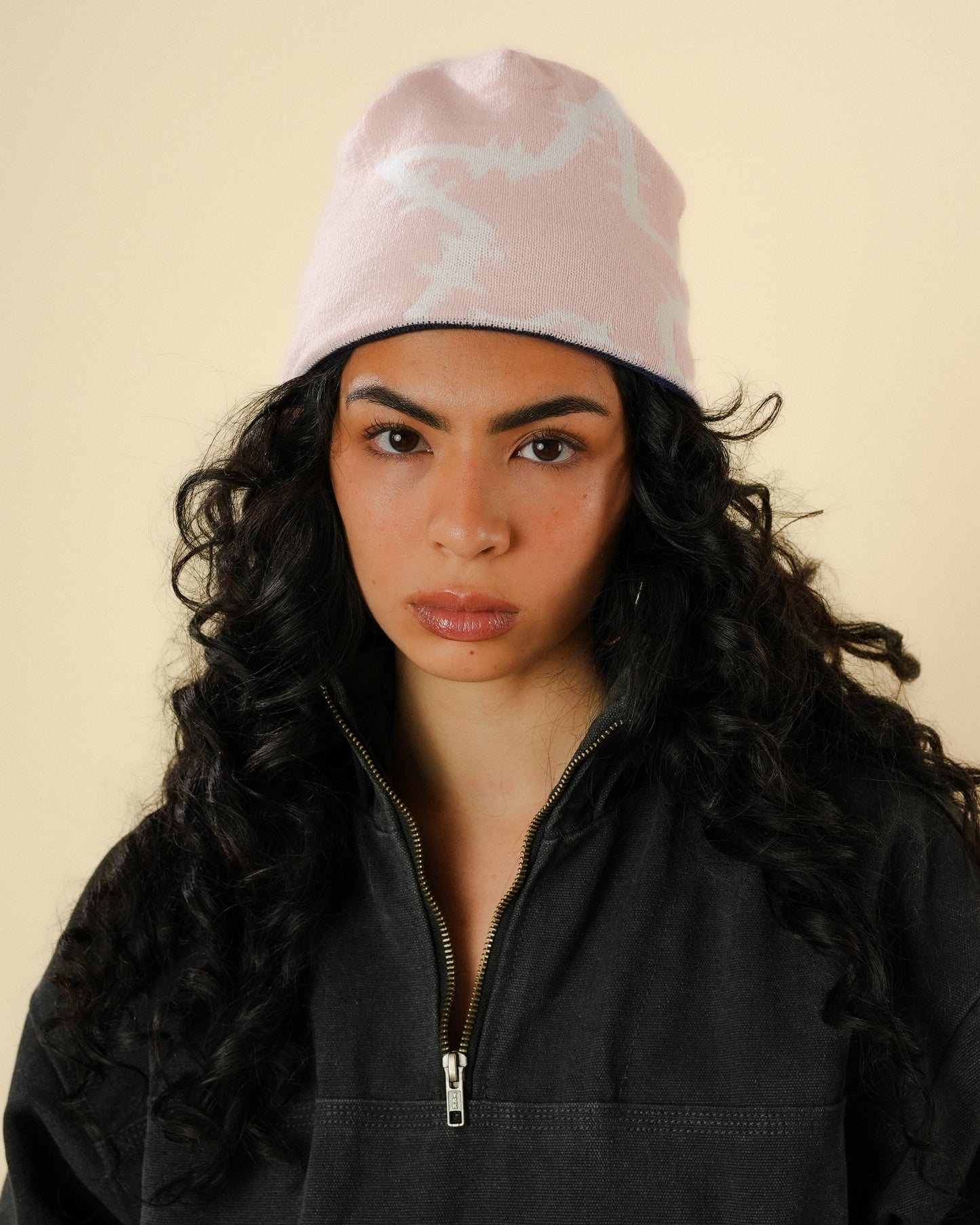 REVERSIBLE BEANIE - NAVY/PINK