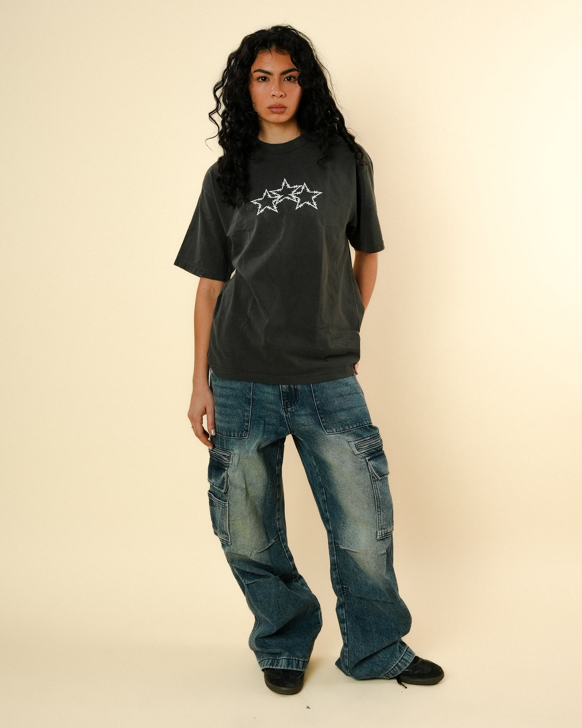 BELTED CARGO POCKET DENIM - MEDIUM BLUE
