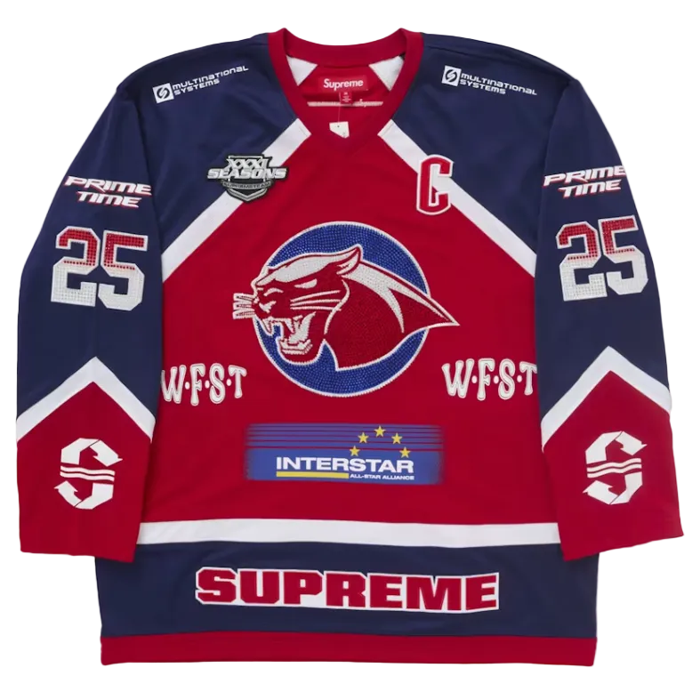 Supreme Rhinestone Hockey Jersey Red
