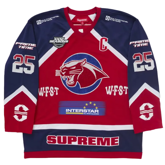 Supreme Rhinestone Hockey Jersey Red