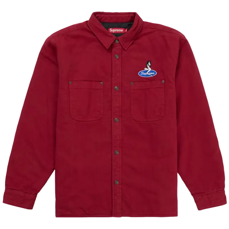 Supreme Quilted Lined Denim Snap Shirt Red