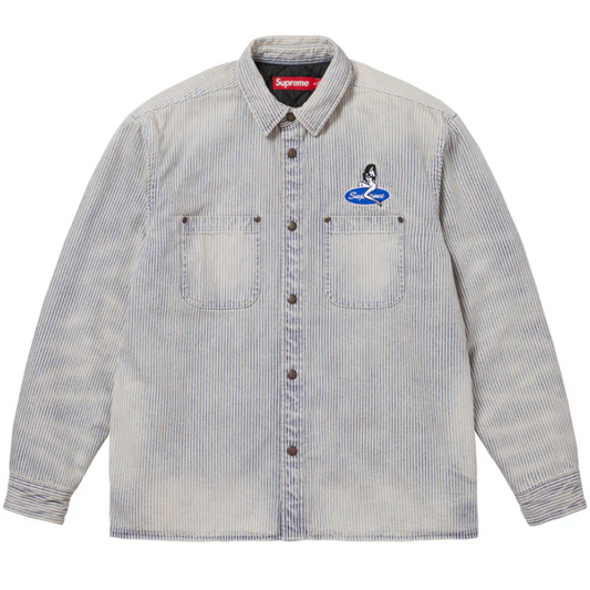 Supreme Quilted Lined Denim Snap Shirt Stripe