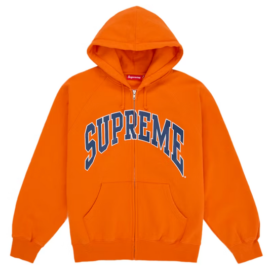 Supreme Cracked Raglan Zip Up Hooded Sweatshirt Dark Orange
