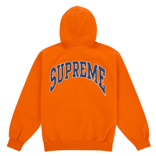 Supreme Cracked Raglan Zip Up Hooded Sweatshirt Dark Orange