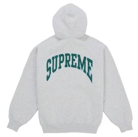 Supreme Cracked Raglan Zip Up Hooded Sweatshirt Ash Grey