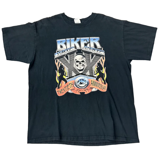 Vintage Biker 2007 Anniversary Skull Tee Black