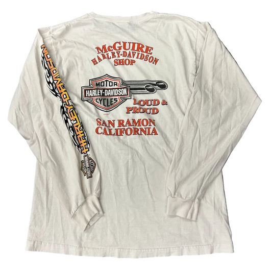 Vintage Harley Davidson McGuire LS Tee Wihte