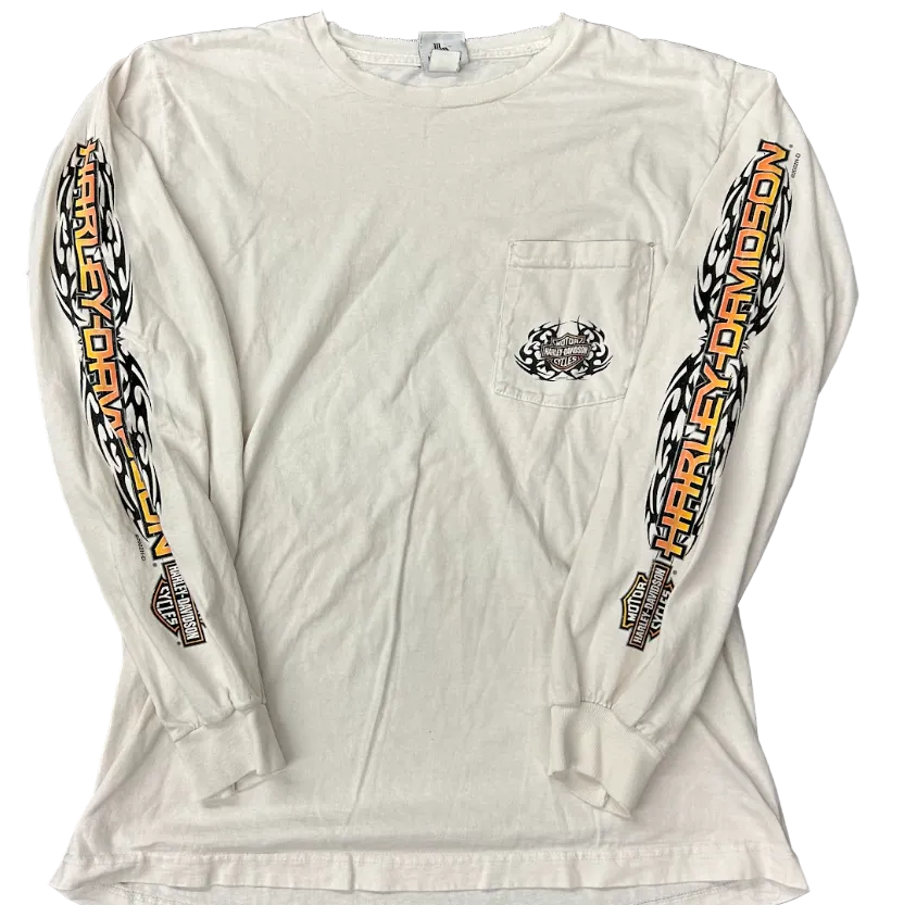 Vintage Harley Davidson McGuire LS Tee Wihte