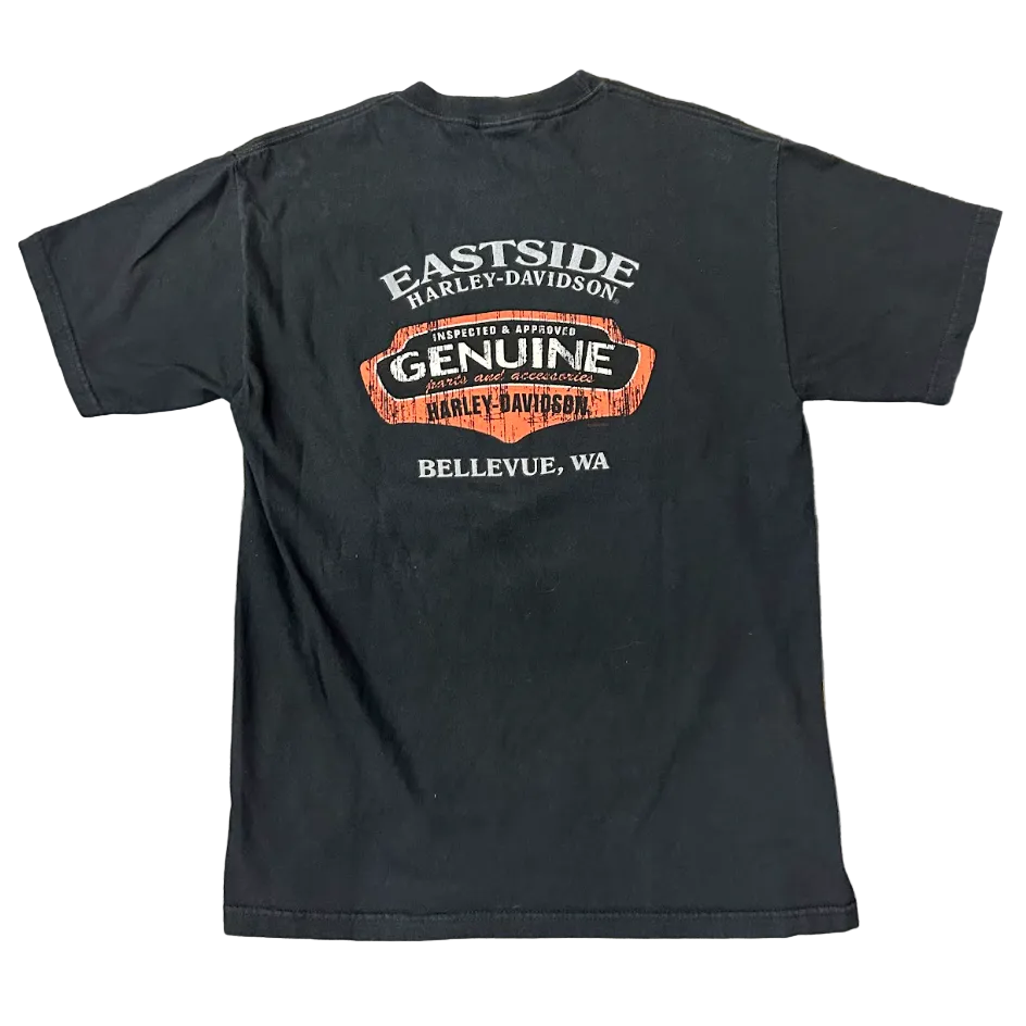 Vintage Harley Davidson Bellevue Skeleton Tee Black
