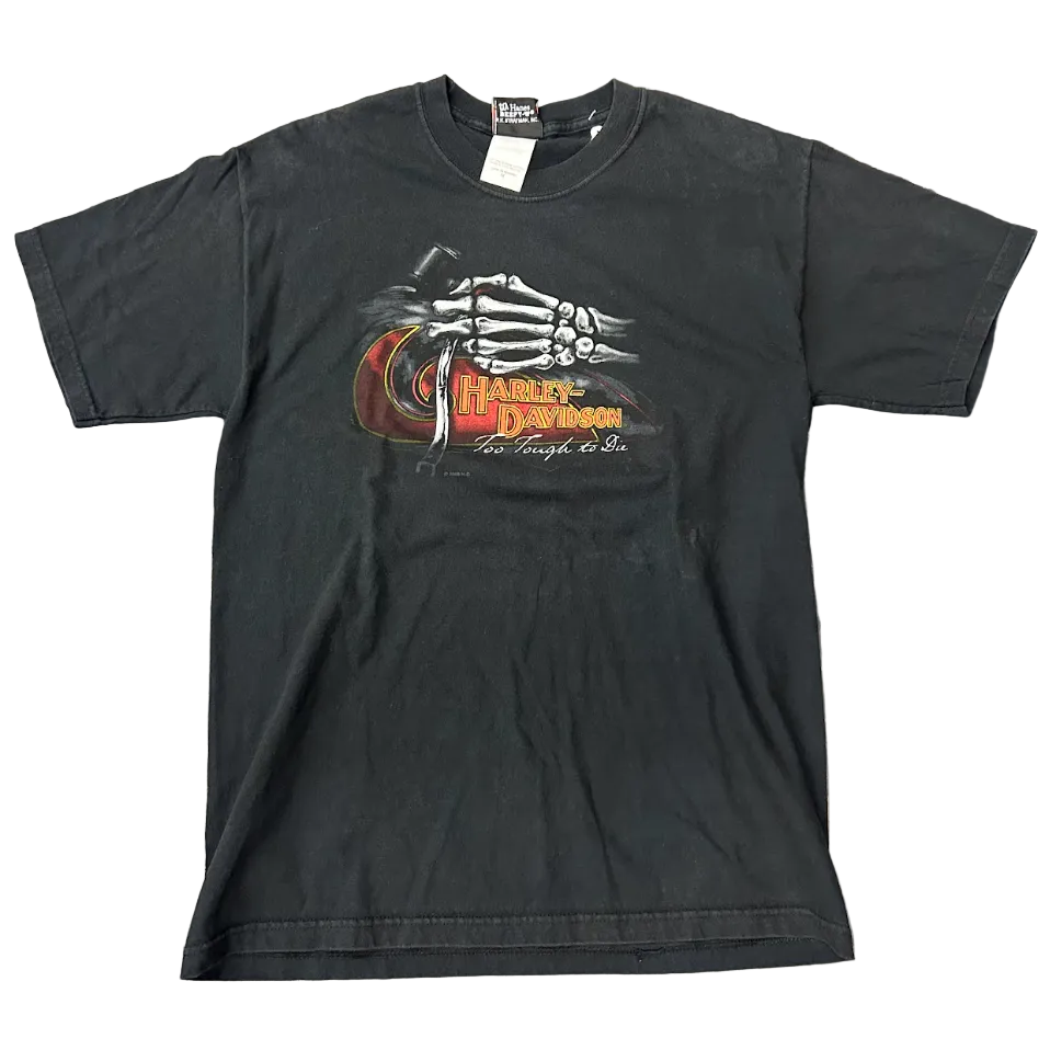Vintage Harley Davidson Bellevue Skeleton Tee Black