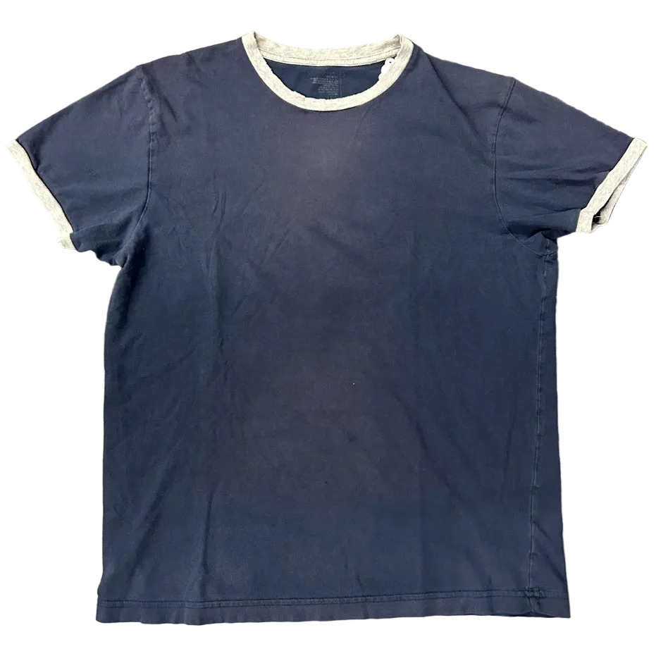 Vintage Faded Distressed Ringer Tee Navy