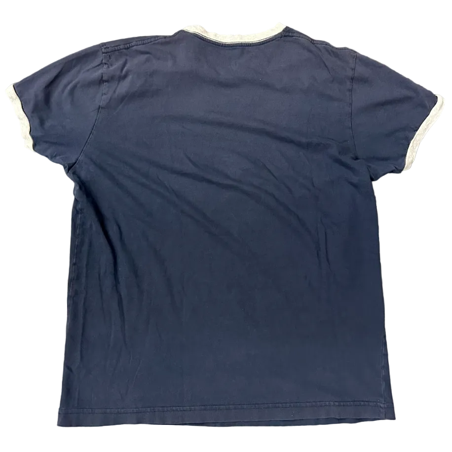 Vintage Faded Distressed Ringer Tee Navy