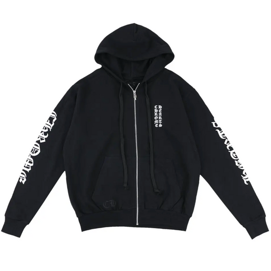 Chrome Hearts Vertical Logo Zip-Up Thermal Lined Hoodie