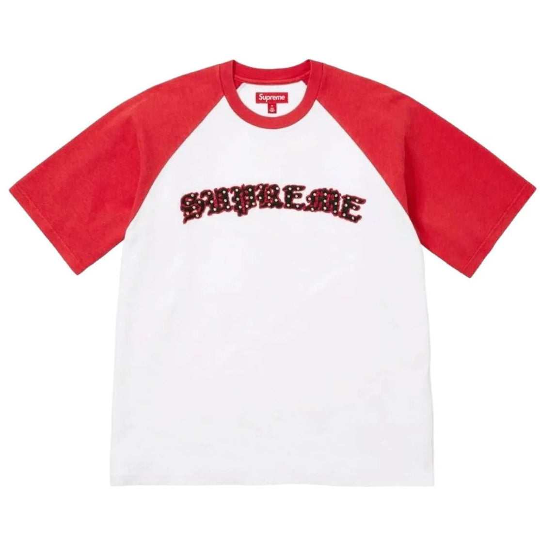 Supreme Rhinestone Raglan S/S Top White